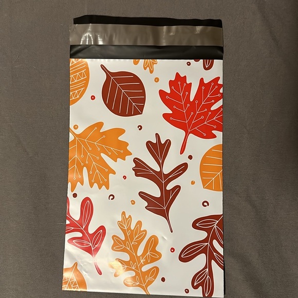 15 Fall leaves poly mailers bundle 10x13 & 6x9 plus thank you cards & stickers - Picture 6 of 9
